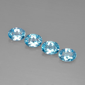 캐럿 천연 스위스 블루 토파즈 보석, 타원형 컷, 8×6.1 mm, VVS-VS