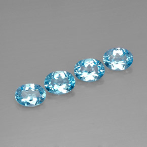 캐럿 천연 스위스 블루 토파즈 보석, 타원형 컷, 8×6.1 mm, VVS-VS