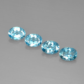 캐럿 천연 스위스 블루 토파즈 보석, 타원형 컷, 8.1×6.1 mm, VVS-VS