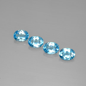 캐럿 천연 스위스 블루 토파즈 보석, 타원형 컷, 7.9×5.9 mm, VVS-VS
