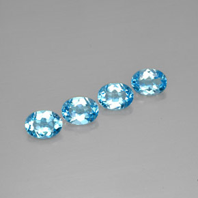 캐럿 천연 스위스 블루 토파즈 보석, 타원형 컷, 7.9×5.9 mm, VVS-VS