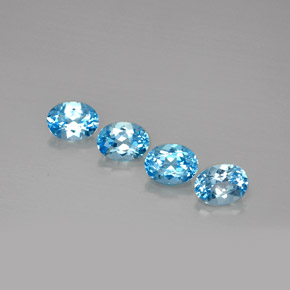 캐럿 천연 스위스 블루 토파즈 보석, 타원형 컷, 7.9×6 mm, VVS-VS