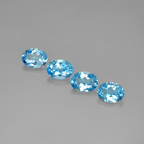 캐럿 천연 스위스 블루 토파즈 보석, 타원형 컷, 7.9×5.9 mm, VVS-VS
