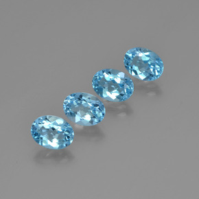 캐럿 천연 스카이 블루 토파즈 보석, 타원형 컷, 7.9×6 mm, VVS-VS