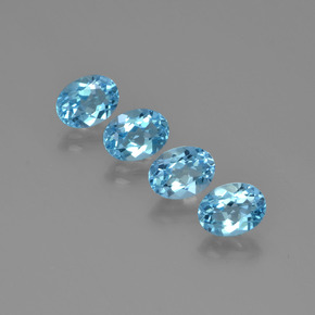캐럿 천연 스카이 블루 토파즈 보석, 타원형 컷, 7.9×6 mm, VVS-VS