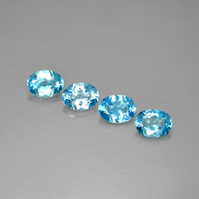 캐럿 천연 스위스 블루 토파즈 보석, 타원형 컷, 8×6 mm, VVS-VS