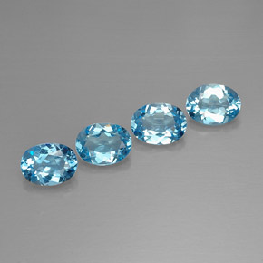 캐럿 천연 스위스 블루 토파즈 보석, 타원형 컷, 8.1×6.1 mm, VVS-VS