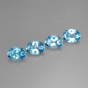 캐럿 천연 스위스 블루 토파즈 보석, 타원형 컷, 7.9×6 mm, VVS-VS