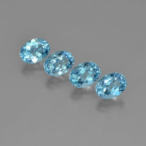 캐럿 천연 스카이 블루 토파즈 보석, 타원형 컷, 7.9×6 mm, VVS-VS