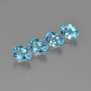 캐럿 천연 스카이 블루 토파즈 보석, 타원형 컷, 7.9×6 mm, VVS-VS