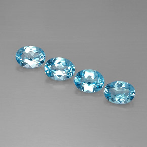 캐럿 천연 스위스 블루 토파즈 보석, 타원형 컷, 8×6 mm, VVS-VS