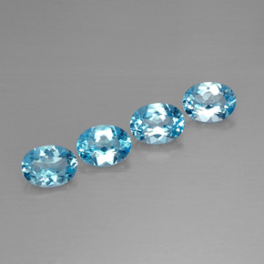 캐럿 천연 스위스 블루 토파즈 보석, 타원형 컷, 8×6 mm, VVS-VS