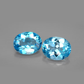 캐럿 천연 스위스 블루 토파즈 보석, 타원형 컷, 10.1×8.2 mm, VVS-VS
