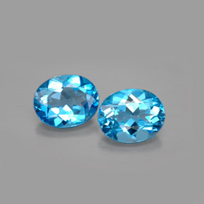 캐럿 천연 스위스 블루 토파즈 보석, 타원형 컷, 10.1×8.1 mm, VVS-VS