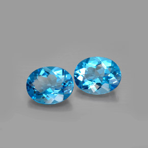 캐럿 천연 스위스 블루 토파즈 보석, 타원형 컷, 10.1×8.1 mm, VVS-VS