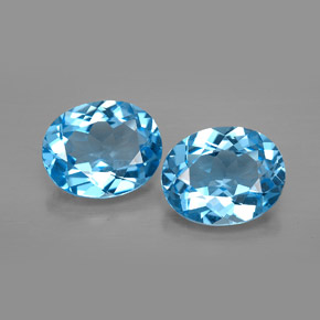 캐럿 천연 스위스 블루 토파즈 보석, 타원형 컷, 10.1×8.2 mm, VVS-VS