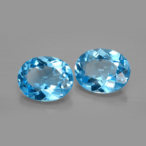 캐럿 천연 스위스 블루 토파즈 보석, 타원형 컷, 10.1×8.2 mm, VVS-VS
