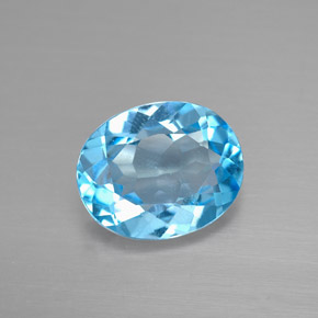 2.89캐럿 천연 스위스 블루 토파즈, 타원형 컷, 10.1×8.2 mm, VS