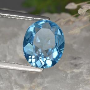 2.35캐럿 천연 스위스 블루 토파즈, 타원형 컷, 9.7×8 mm, VS