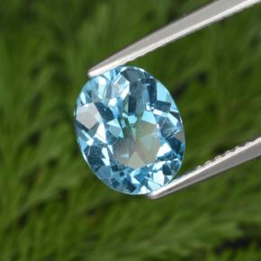 3.10캐럿 천연 미디엄 블루 토파즈, 타원형 컷, 10.1×8.2 mm, VS