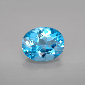2.81캐럿 천연 스위스 블루 토파즈, 타원형 컷, 9.7×7.8 mm, VS