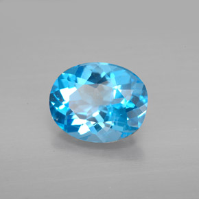 2.81캐럿 천연 스위스 블루 토파즈, 타원형 컷, 9.7×7.8 mm, VS