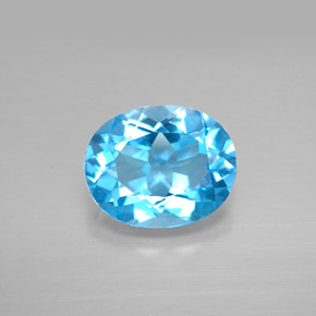 3.18캐럿 천연 스위스 블루 토파즈, 타원형 컷, 10.1×8.1 mm, VS