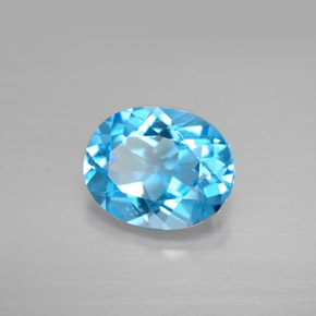 3.18캐럿 천연 스위스 블루 토파즈, 타원형 컷, 10.1×8.1 mm, VS