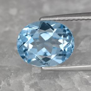 3.32캐럿 천연 스위스 블루 토파즈, 타원형 컷, 10.1×8.1 mm, VVS-VS