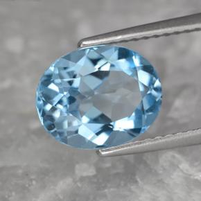3.32캐럿 천연 스위스 블루 토파즈, 타원형 컷, 10.1×8.1 mm, VVS-VS