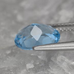 3.32캐럿 천연 스위스 블루 토파즈, 타원형 컷, 10.1×8.1 mm, VVS-VS