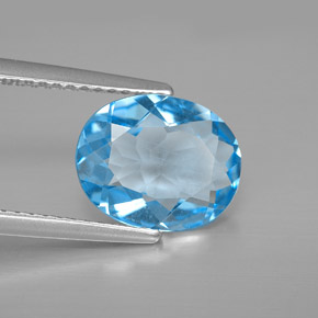 2.87캐럿 천연 스위스 블루 토파즈, 타원형 컷, 10.3×8.4 mm, VVS-VS