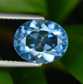 3.07캐럿 천연 스위스 블루 토파즈, 타원형 컷, 10.2×8.2 mm, VVS-VS