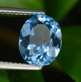 3.07캐럿 천연 스위스 블루 토파즈, 타원형 컷, 10.2×8.2 mm, VVS-VS