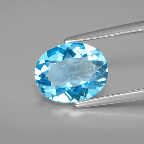 2.73캐럿 천연 스위스 블루 토파즈, 타원형 컷, 10.2×8.3 mm, VVS-VS