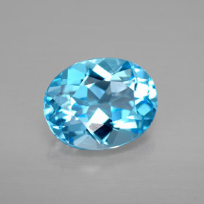3.50캐럿 천연 스위스 블루 토파즈, 타원형 컷, 10.3×8.3 mm, VVS-VS