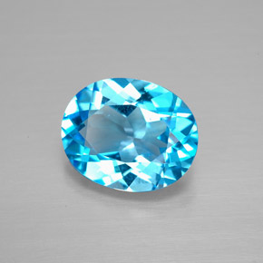 3.09캐럿 천연 스위스 블루 토파즈, 타원형 컷, 10.2×8.2 mm, VVS-VS
