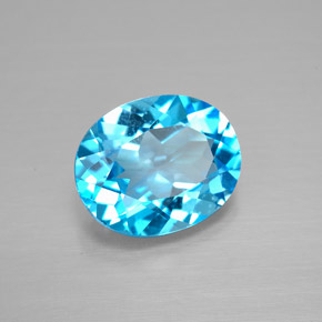 3.09캐럿 천연 스위스 블루 토파즈, 타원형 컷, 10.2×8.2 mm, VVS-VS