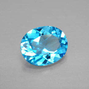 2.84캐럿 천연 스위스 블루 토파즈, 타원형 컷, 10.1×8.2 mm, VVS-VS