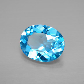 2.84캐럿 천연 스위스 블루 토파즈, 타원형 컷, 10.1×8.2 mm, VVS-VS