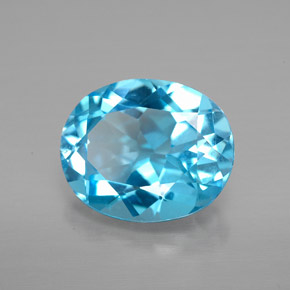 4.17캐럿 천연 스위스 블루 토파즈, 타원형 컷, 11.1×9.1 mm, VVS-VS