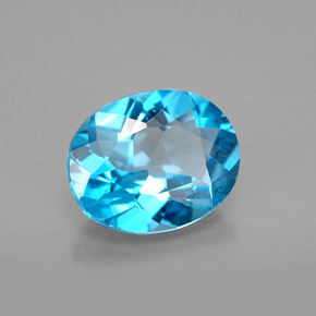 2.88캐럿 천연 스위스 블루 토파즈, 타원형 컷, 9.9×8.1 mm, VVS-VS