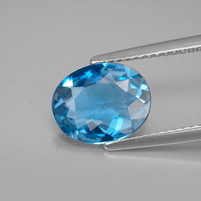 2.41캐럿 천연 스위스 블루 토파즈, 타원형 컷, 10.1×8.2 mm, VVS