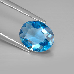 2.41캐럿 천연 스위스 블루 토파즈, 타원형 컷, 10.1×8.2 mm, VVS