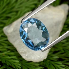 2.09캐럿 천연 스위스 블루 토파즈, 타원형 컷, 10×8.1 mm, VVS