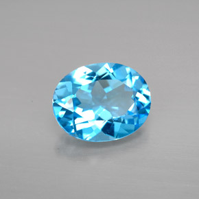 2.91캐럿 천연 스위스 블루 토파즈, 타원형 컷, 10×8 mm, VVS