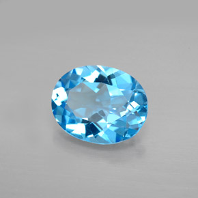 2.91캐럿 천연 스위스 블루 토파즈, 타원형 컷, 10×8 mm, VVS