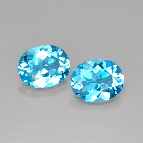 캐럿 천연 스위스 블루 토파즈 보석, 타원형 컷, 10.3×8.3 mm, VVS-VS