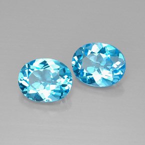 캐럿 천연 스위스 블루 토파즈 보석, 타원형 컷, 10.3×8.3 mm, VVS-VS