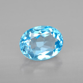 2.50캐럿 천연 스위스 블루 토파즈, 타원형 컷, 9×7 mm, VVS